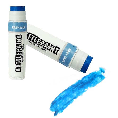 EyeBlack BattlePaint Bright Colored Battle Paint Under Eye Black Sport Stick Grease for Pro Athletes and Super Fans Baseball Softball Football 2 Sticks Baby Blue