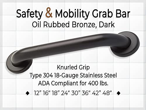 Safety Grab Bar - Ada Handrail For Shower Bathroom Home/Type 304 Stainless Steel/Elderly Handicap/Knurled Grip/Oil Rubbed Bronze / 32" #TOP1