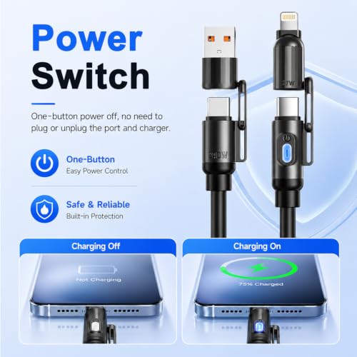Image of Verilux 4-in-1 PD 240W Type C Cable Fast Charging with 480Mbps, 4.9FT /1.5M