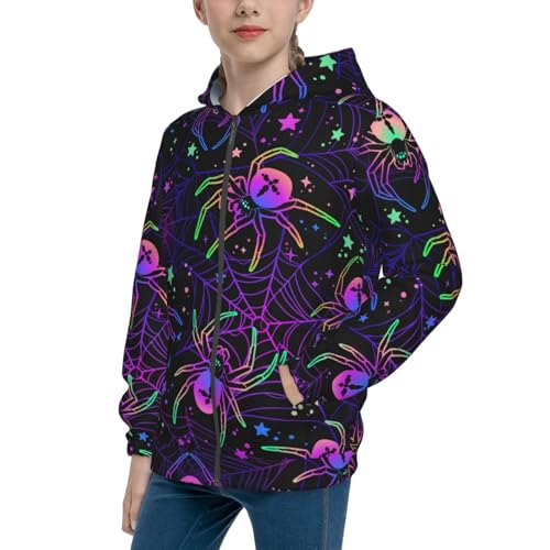 Multi-colored Spiders Kid Hoodies Boys Zip Up Sweatshirts Girls Pullover with Pocket