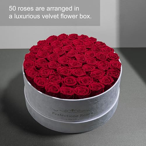 50 Piece Roses in a Velvet Box, Flowers for Delivery, Presereved Flowers Birthday Gifts for Women Mom and Wife (Red) - Image 4