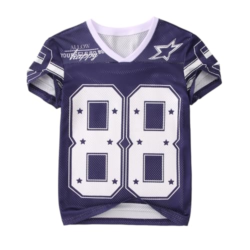 Image of Girls Boy Jersey Shirt Kids Y2k Baggy Tshirt 88 Graphic Tees | Size 6-11 Years V Neck Sports Team Outfit, Football Season Shirts, Oversized Short Sleeve Summer Tee Top