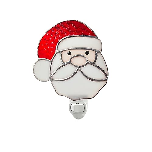 Image of CHEZBABY Stained Glass Night Light Plug into Wall Lamp Decorative Accent Nightlight for Hallway Bedroom Bathroom Kitchen Home Decor(Christmas Santa)