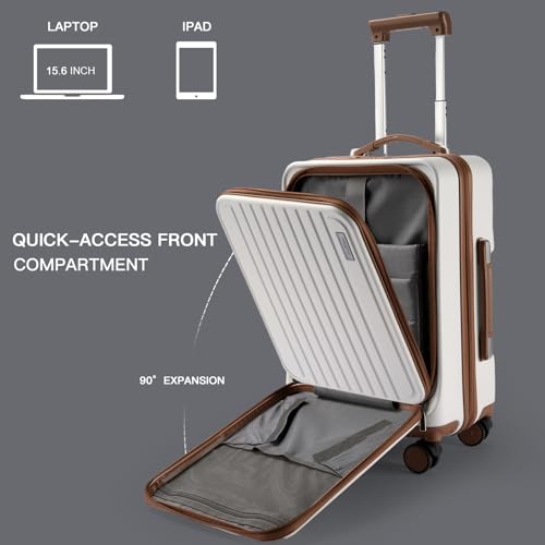 FIGESTIN-Carry-on-Luggage-22x14x9-airline-approved-20-inch-Carry-on-Luggage-with-Laptop-Compartment-Travel-Carry-on-suitcase-Lightweight-Carry-on-Luggage-with-wheelsTSA-Approved-Beige-Airline