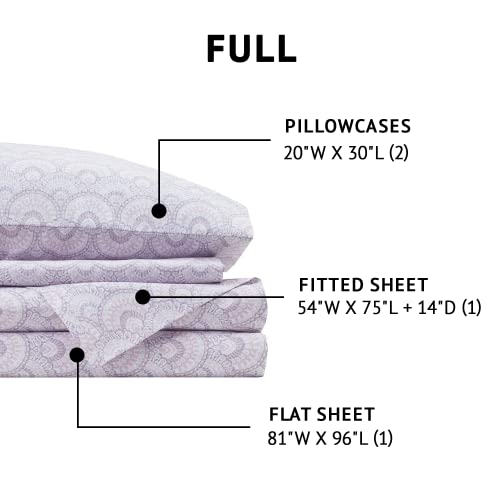 Image of Comfort Spaces 100% Cotton Percale Sheets Full Size 4 Pcs, Tabitha Purple