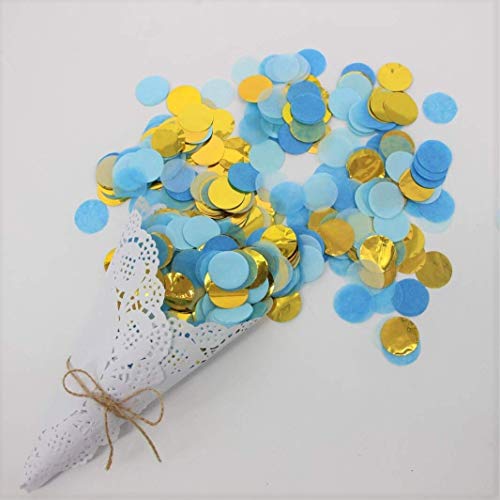 Small Circle Confetti For Party Decor 10Mm - Pack Of 20 Grams - Blue Gold #TOP3