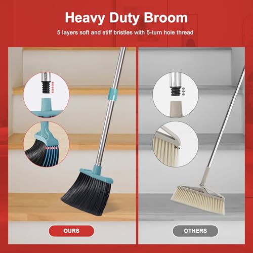 image for Tiumso Upgrade Broom and Dustpan Set, Broom with Dustpan Combo Set, La