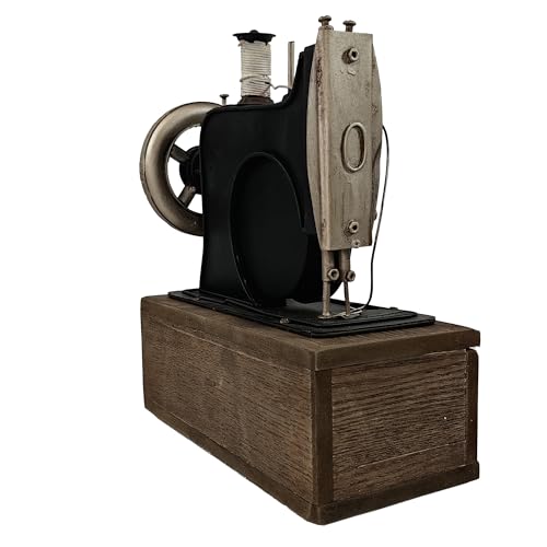Máquina de coser vintage con reloj de cuarzo y caja de madera elegante para salón 7