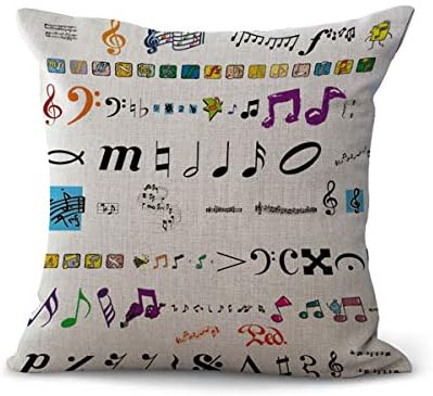 Hengjiang Music Theme Cushion Covers Music Note Painting Cotton Linen 18x18/ 45x45cm Throw Pillow Cases 4 pieces