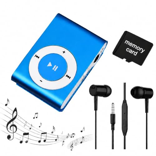 Image of BIGASUO Portable Mini Metal Clip MP3 Player Sport Music Player with SD /TF Card Slot (Random Color Memory Card Not Included, Light Blue