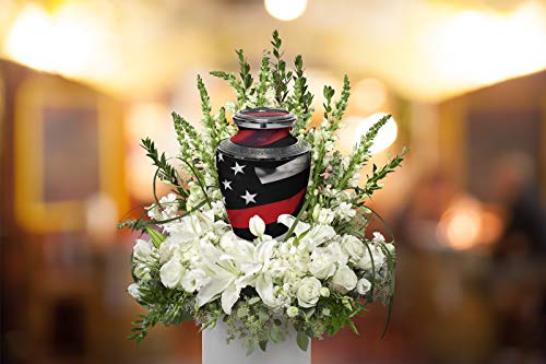 Image of Red Line Flag Cremation Urns for Human Ashes Adult Man & Urns for Ashes