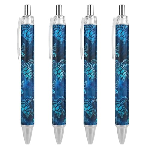 Bolígrafos de tortuga marina de 0,5 mm: juego retráctil de 4 piezas para tu oficina