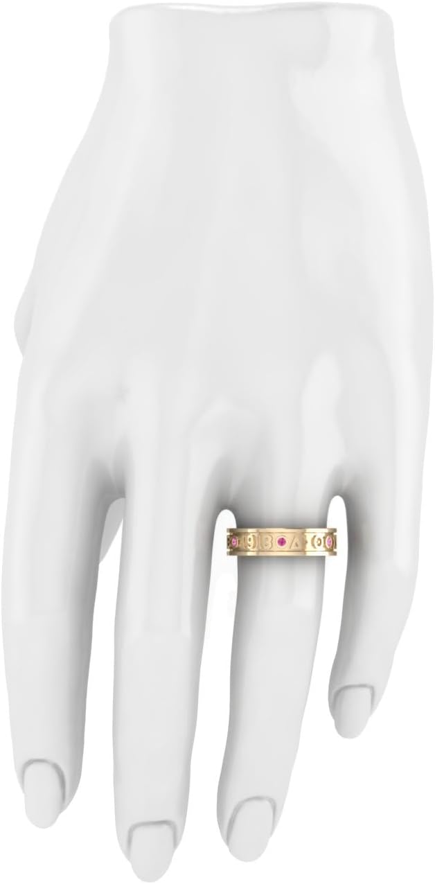 Delta Sigma Theta Rings for Women,Sterling Silver Gold Eternity Ring with Red Cubic Zirconia