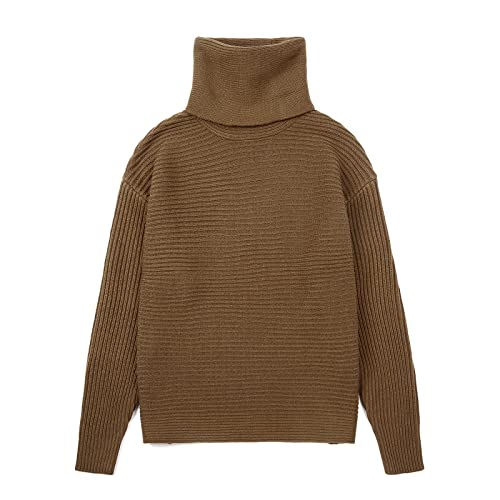 Image of chouyatou Women's Turtleneck 2 Piece Outfits Ribbed Knit Sweater Midi Pencil Skirt Set