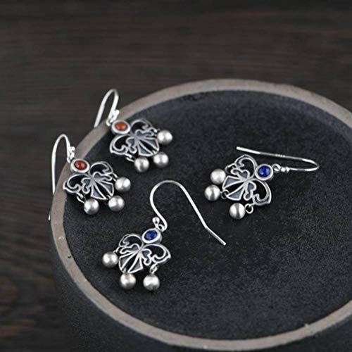 Boucles d'oreilles s925 argent thaïlandais rétro et agate rouge - 3