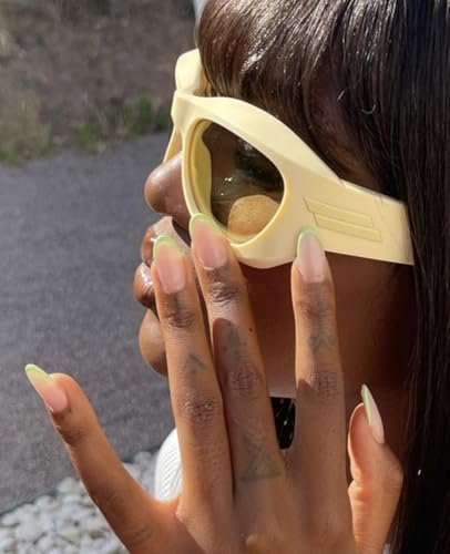 SORVINO Futuristic Oval Sunglasses for Women Men Fashion Oversized Wrap Around Glasses Beige Pink Shades2