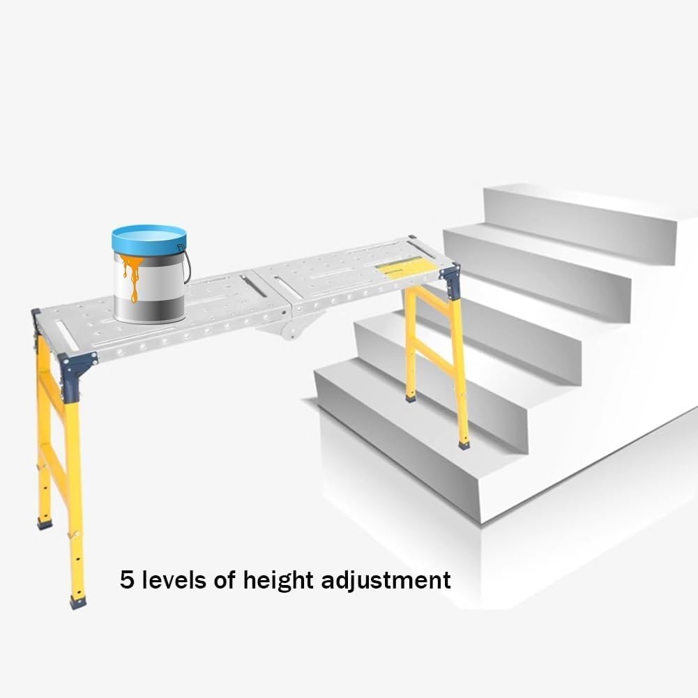 Escalera de andamio de acero ajustable, plataforma plegable resistente para el trabajo, pintura y limpieza de paredes, taburete portátil y duradero para uso doméstico y profesional