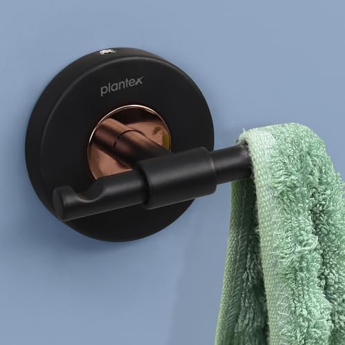 Image of Plantex Brass with 304 Grade Stainless Steel Robe Hook /Cloth-Towel Hanger /Door Hanger-Hook Bathroom Accessories - RDAB (Black)