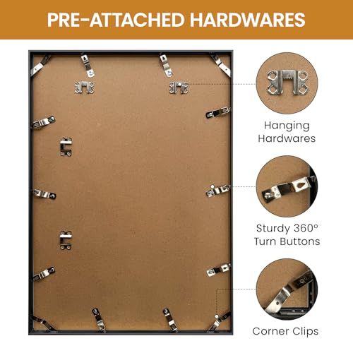 Image of 15x21 Aluminum Metal Picture Frame,Tempered Glass Black 15 x 21 Poster Frame for Puzzles Photos or Artwork for Wall Gallery Mount Horizontal or Vertical Decor Home,Office,Hotel