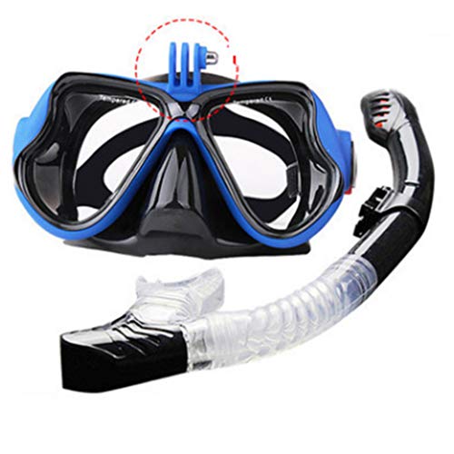 Conjunto de máscaras de snorkel Lioobo – Óculos panorâmicos antiembaçamento 180 e snorkel seco dobrá