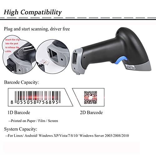 Lecteur code barre 2D 1D CCD douchette de numérisation QR code de paiement WeChat