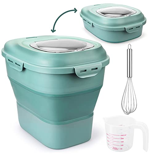 Viretec Rice Food Storage Container, 30 Lbs Collapsible Dog Food Storage Container With Locking Lid Rolling Wheel, 50 Lbs Large Airtight Cereal Dispenser, Cat Food Flour Plastic Kitchen Pantry Bin #TOP18