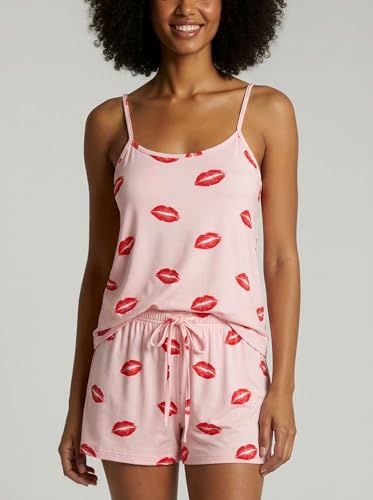 Image of Real Essentials 3 Pack: Women's Super Soft Pajama Set - Cute Cami Lounge Short and Top PJs Set (Available in Plus Size)