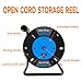 GREATIDE Heavy Duty Extension Cord Storage Reel, 4 Grounded Outlets, 10A Circuit Breaker, Rocker Power Switch, Retractable Hand Wind, Open Cord Reel for 12/3, 14/3, or 16/3 Gauge Power Cord, Blue