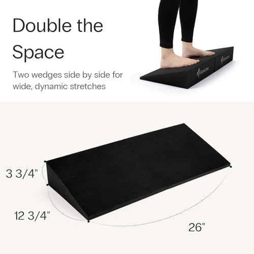 image for StrongTek XL Foam Yoga Wedge Blocks, Black, Set of 2, 16.5° Incline, 