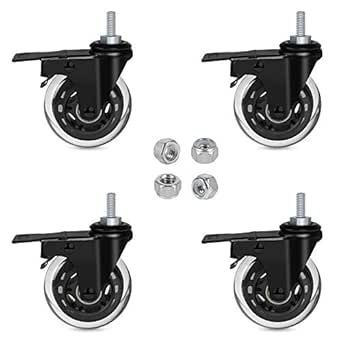 165 Lb Load Capacity Casters PATIKIL 1.5 Inch Stem Casters Wheel With Brake, 4Pcs (2 With Stem Caster Wheels With Brake - View #8