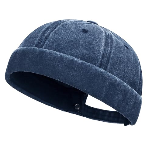 Vintage Caps Hat Casual Caps Hip Hop Brimless Hat Adjustable Washed Skull Hat Horn for Female Male