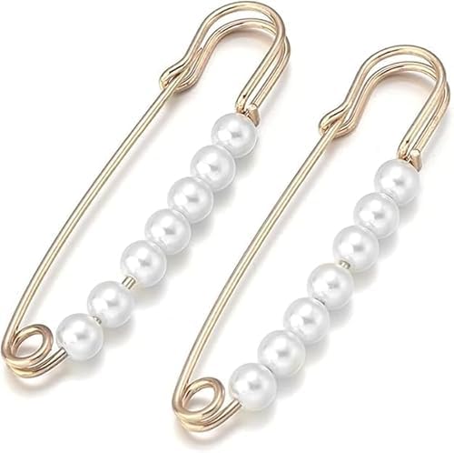 dixitheaven Pearl Brooch Pins for Women Safety Pins for Saree Hijab Scarf Dupatta Sweater Pack of 2-picture-0