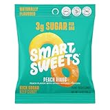SmartSweets Peach Rings 1.8 oz bags (box of 12), Candy with Low-Sugar (3g) & Low Calorie (80)- Free of Sugar Alcohols & No Artificial Sweeteners, Sweetened with Stevia
