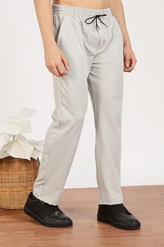 Image of Men's Slim Fit Trouser | Casual Bottoms with Elastic Waist & Drawstring | Soft Stretchable Fabric | Stylish Straight Fit Trousers for Office, Travel & Daily Use