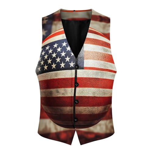 USA Flag Basketball Men's Suit Vests Dress Vest V-Neck Waistcoat Slim Business Formal with Pocket4