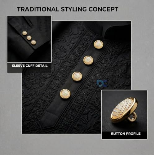 Image of Pack of 12 Cream White Color with Golden Edges Buttons Diameter 18 mm,(28L) for Sherwanis, Waist Coat for Men and Art and Craft Round Buttons