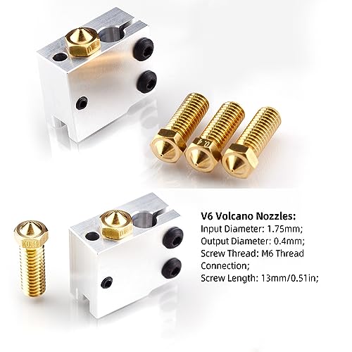 16 peças de bocal de latão para vulcão para impressora 3D M6 bicos de rosca 0,4 mm J-Head Hotend bic