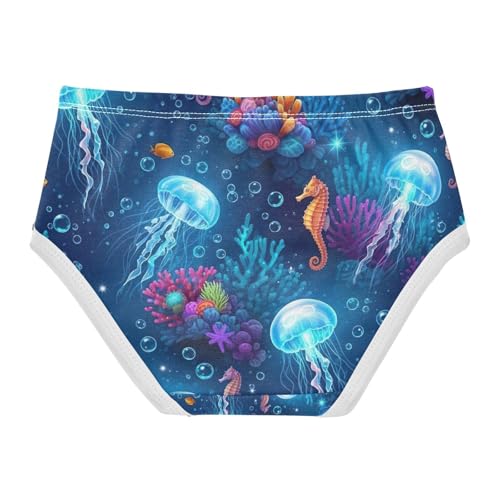 Toddler Girl Panties, Glowing Jellyfish Cotton Underwear Girls, 2T–8 Years2