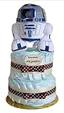 Tarta Star Wars con peluche de R2P2. Los pañales son algo siempre útil y además se necesitan muchos a lo largo de la vida del bebé por lo que una tarta de pañales además de un regalo bonito y vistoso es un regalo muy práctico y un acierto seguro.