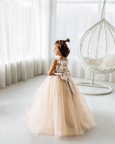 Flower Girl Dress for Wedding Lace Applique Tulle First Communion Dresses Princess Pageant Party Bridesmaid Ball Gown3