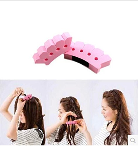 ANGELANGELA 1Pc Pink Hair Braiding Tool, Wonder French Magic Hair Clip Braider Braid Stylist Queue Twist Plait Hair Holder Roller DIY Bun Maker Hairstyle Styling Accessory Fashion Salon