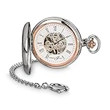 ZUVERLÄSSIGES HERZSTÜCK - stilvolle Taschenuhr mit leistungsstarkem skelettiertem PTS Uhrwerk Kal. 2650 beidseitig geschützt von flachem Mineralglas und beidseitig aufklappbaren Sprungdeckeln