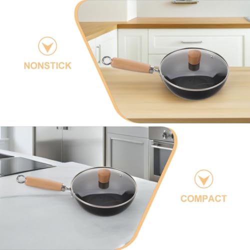 Wok de hierro fundido con tapa y mango de madera 24 cm miniatura 7