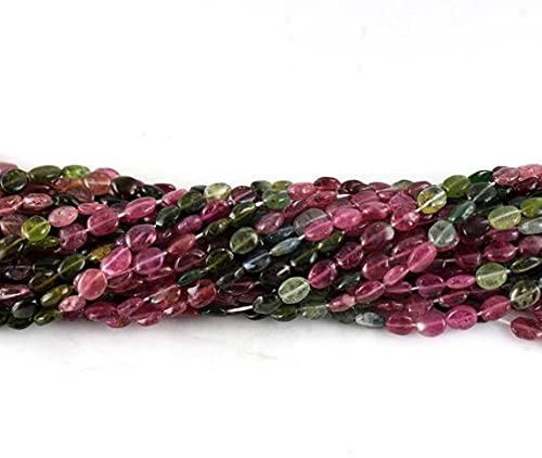 Tourmaline multicolore naturelle en perles ovales pour cadeau artisanal