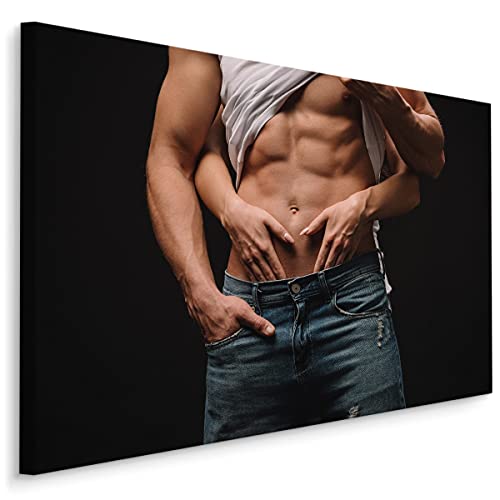 Muralo Leinwandbilder 120x80 Mann Frau Paar Fit Muskeln Erotisch Canvas Wandbild Kunstdruck Schlafzimmer Wohnzimmer Wanddekoration Design XXL Br. 120 cm x Hö. 80 cm Br. 120 cm x Hö. 80 cm