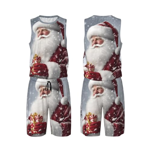 Maillot de basket-ball 2 pièces Père Noël neige pour homme