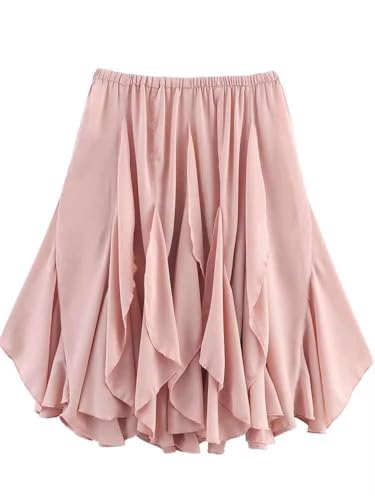 European Style Women's Fashion Pink Asymmetric Layered Mini Skirt Natural Waist Regular2