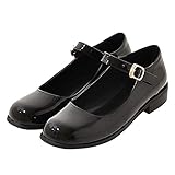 mary jane lack Lack Mary Jane Damenschuhe Flach Pumps mit Riemchen(Schwarz,39)