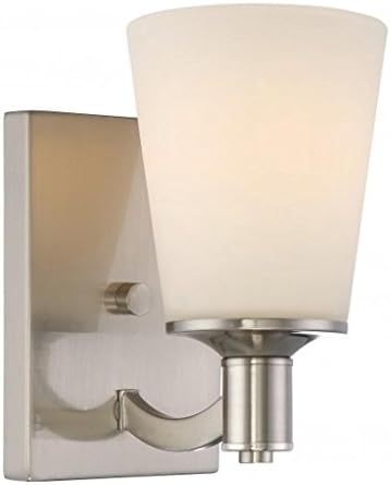 Nuvo Lighting 60/5821 Laguna 1 Light 100W A19 max. Medium Base Vanity and Wall with White Glass, Brushed Nickel