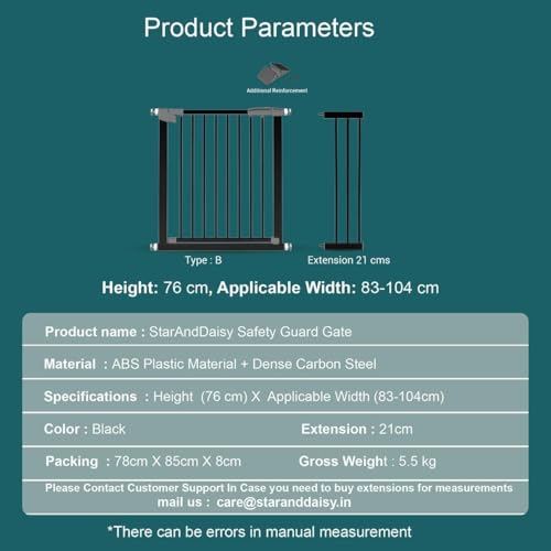 Image of StarAndDaisy Baby Safety Gate for Kids /Gate for Stairs Kids Safety with Two Way Auto Close, No Drill Required Retractable Staircase Gate Baby Safety with Adjustable Linkage Lock.